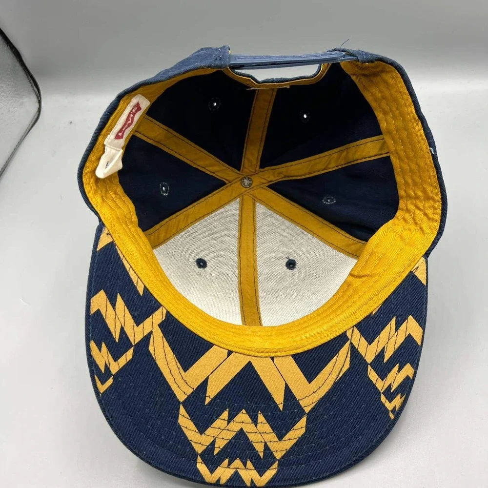 California Bear Hat Men Navy‎ Yellow Embroidered Levi's Snap Back Cap